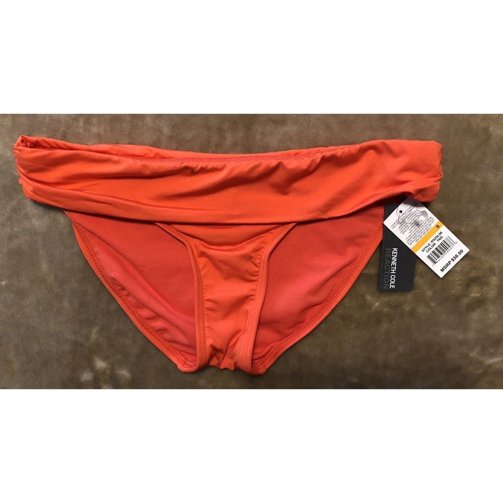 NWT Kenneth Cole Reaction Swim Bikini Bottoms Small Orange Coral‎